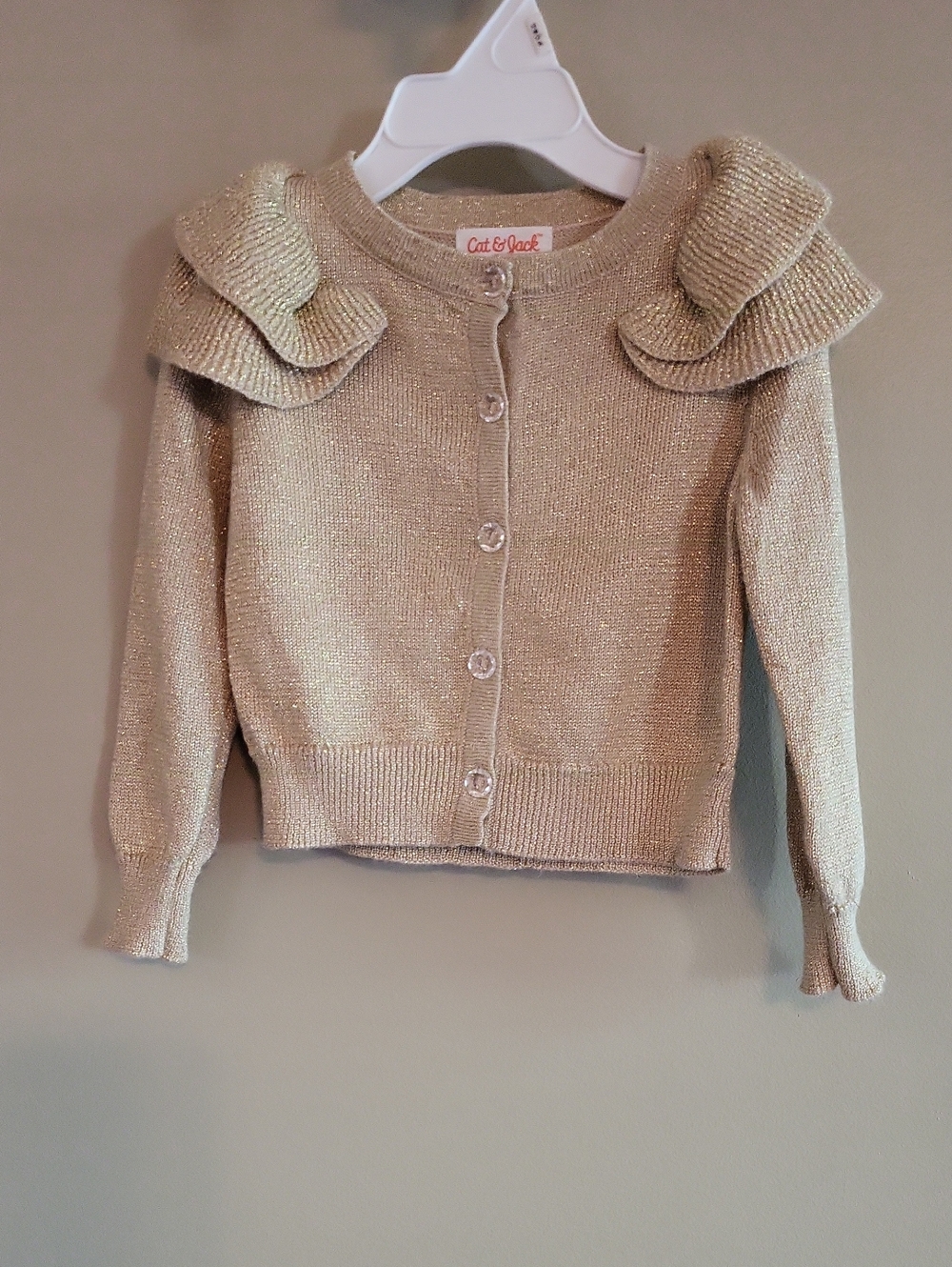 Cat & Jack metallic ruffle-shoulder cardigan